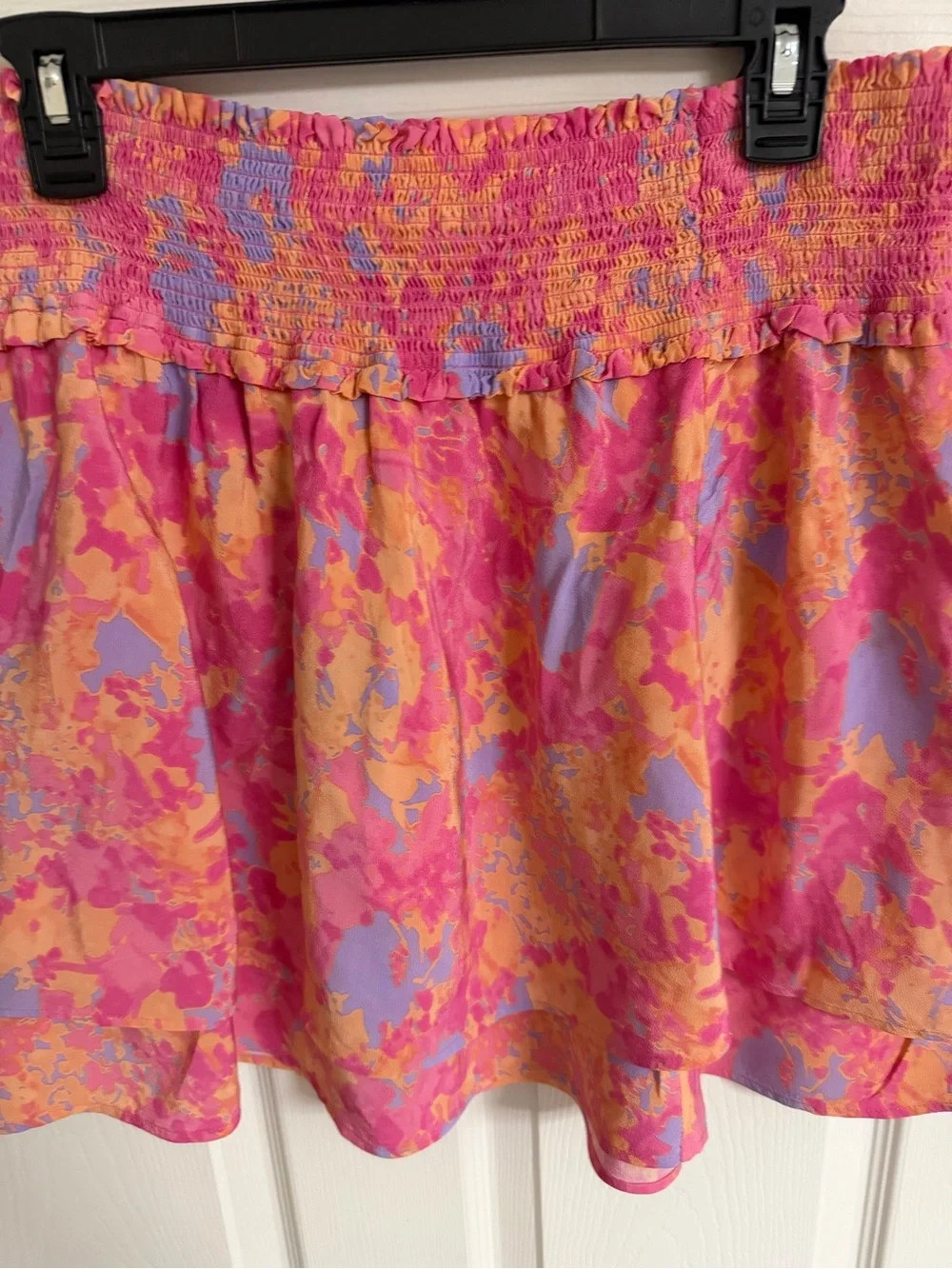 Rails Pink Orange Purple Floral Smocked Mini Skirt